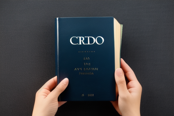 Person holding a book with the words 'Credo'