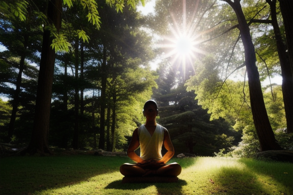 Person meditating in nature