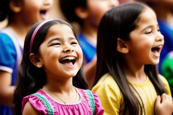 Children singing and dancing to Catholic music
