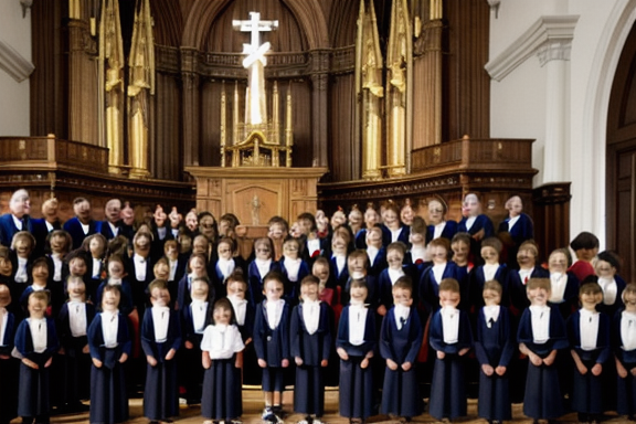 Crianças cantando em coral infantil