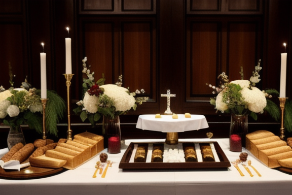 Communion table with bread and wine