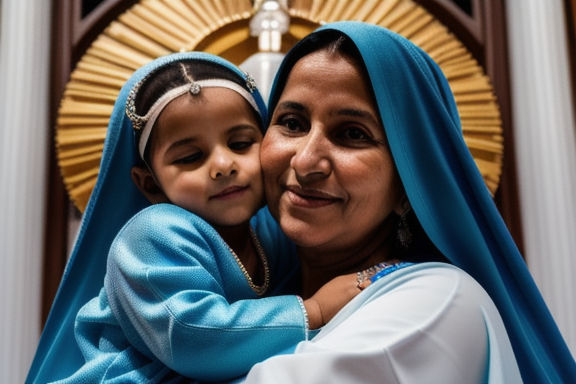 Nossa Senhora do Desterro embracing a child