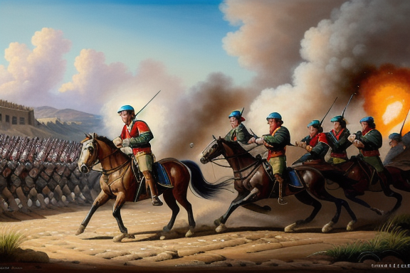 Painting depicting Abner leading the army of Saul in a battle