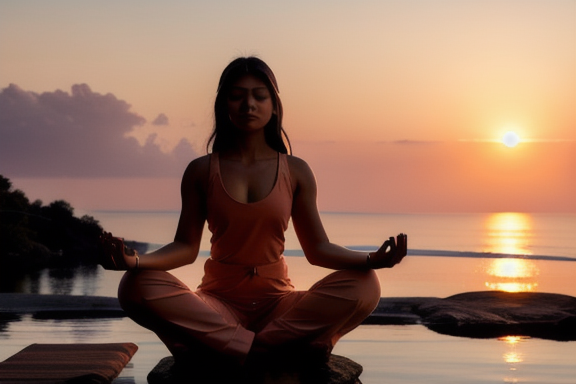 Pessoa meditando ao amanhecer