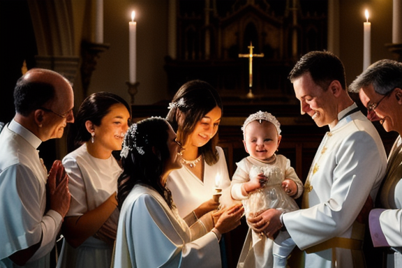 Baptism ceremony in a Catholic church