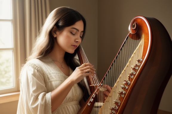 Imagem de um músico tocando uma harpa