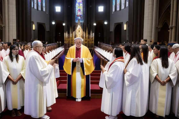Group of young people receiving the Sacrament of Confirmation